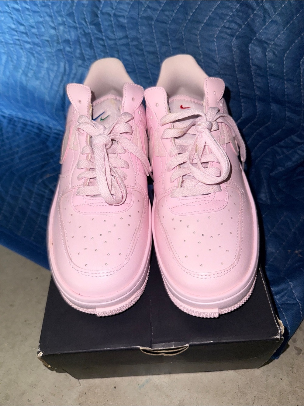 Nike Women Pink Low-Top Air F-1 Leather Sneakers